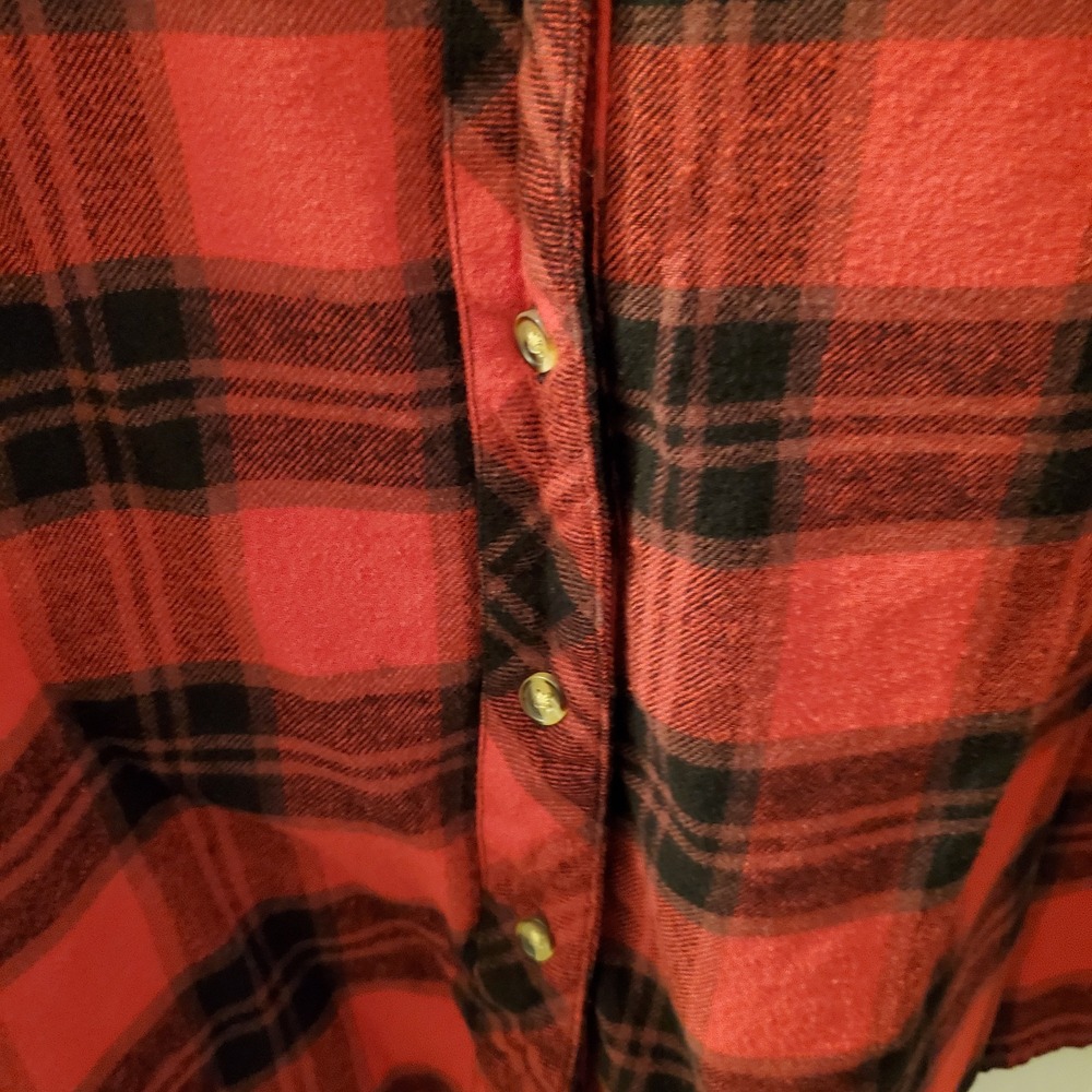 Terra & Sky sz 4X buffalo red plaid flannel shirt cabin cozy drop shoulder - Picture 5 of 15